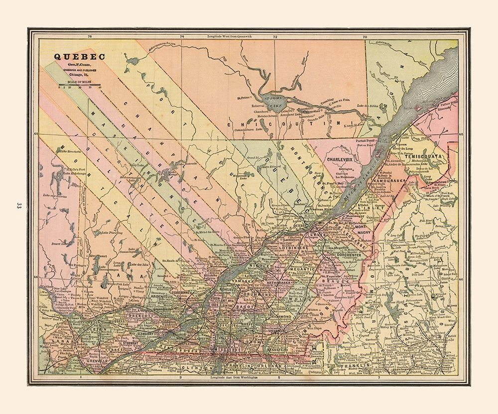 Quebec Province Canada - Cram 1888