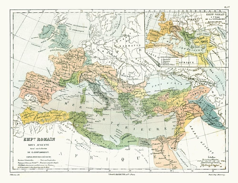 Europe Roman Empire Augustus - Cortambert 1880