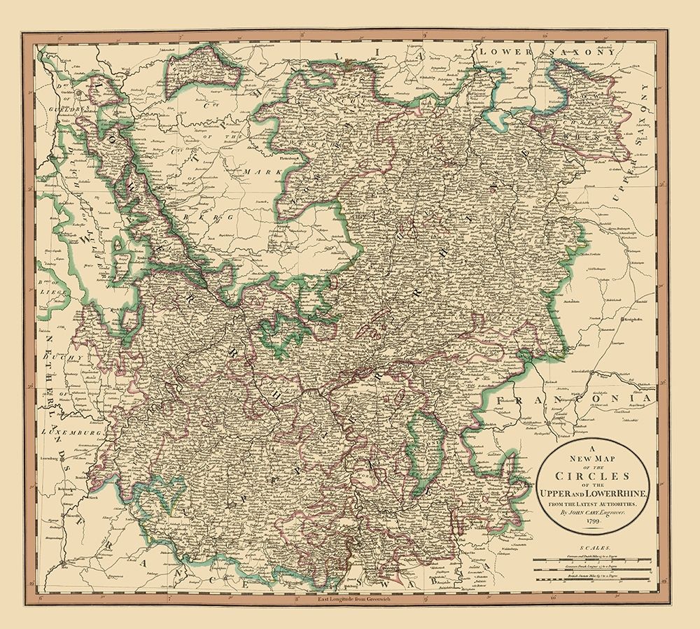 Upper Lower Rhine Germany - Cary 1835