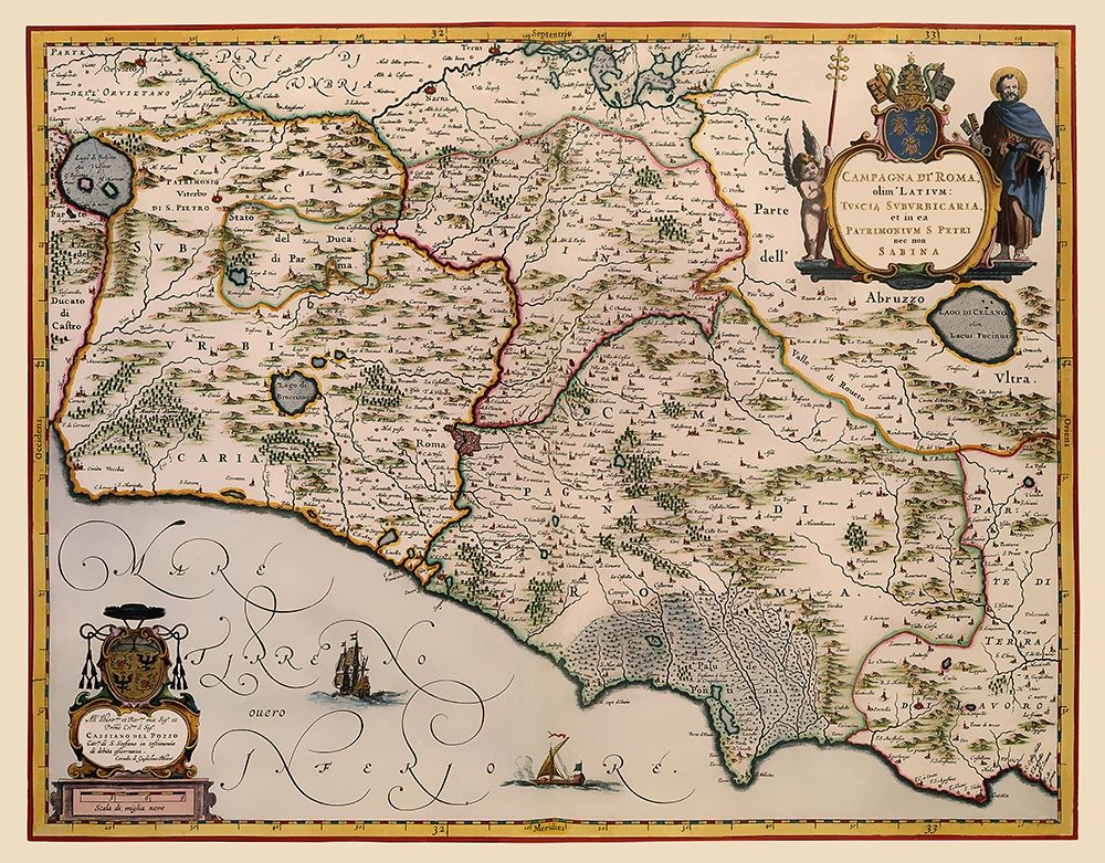 Rome Region Italy - Blaeu 1640