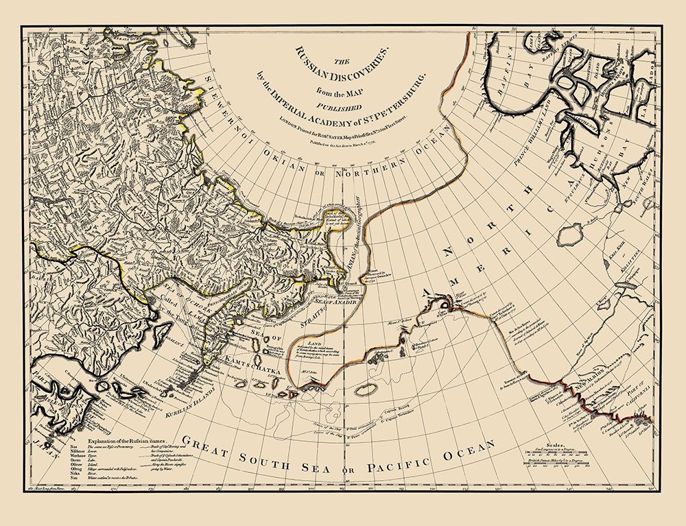 Russian Discoveries North America - Sayer 1775