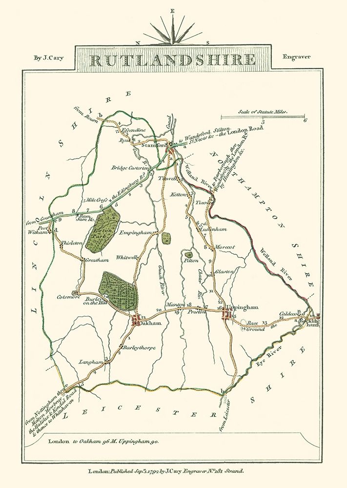 Rutlandshire County England - Cary 1792