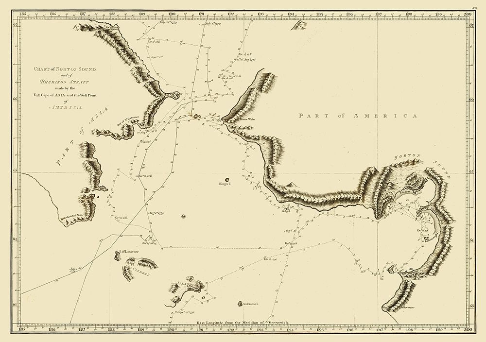 Norton Sound Bherings Strait Asia - Cook 1785