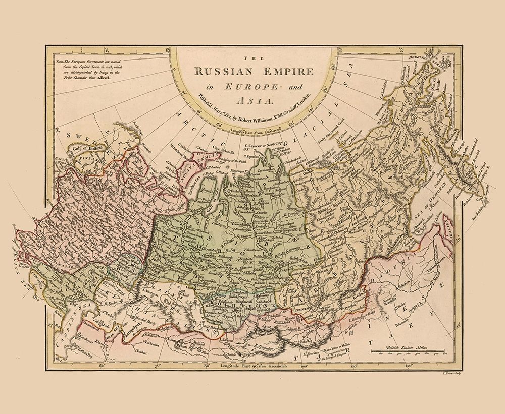 Russian Empire Europe Asia Russia - Wilkinson 1801