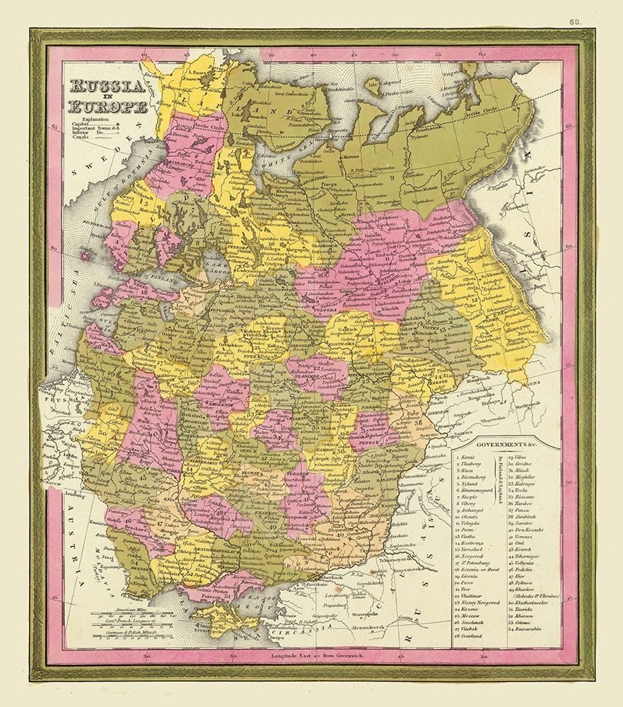 Europe Russia - Mitchell 1846