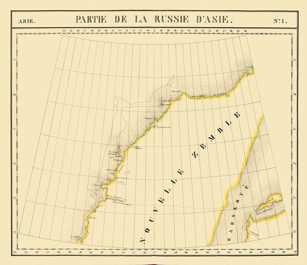 Novaya Zemlya Russia Asia - Vandermaelen 1827