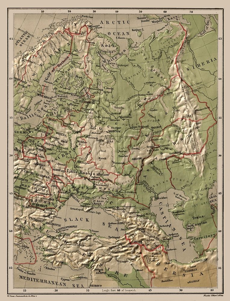Eastern Europe Relief Russia - Swan 1880