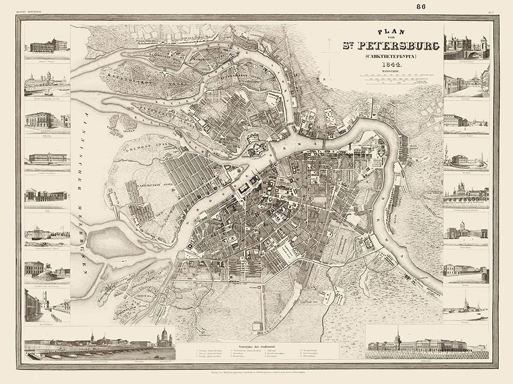 Saint Petersburg Plan Russia - Meyer 1844