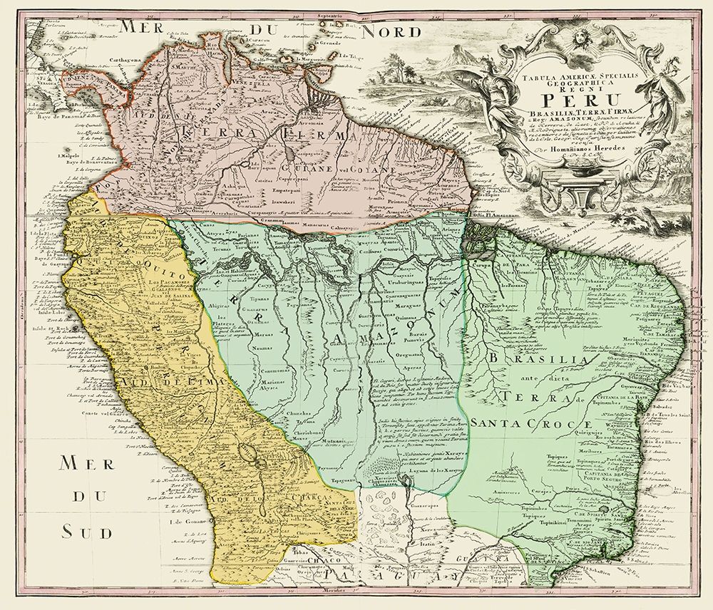 South America Peru Brazil - Homann 1748
