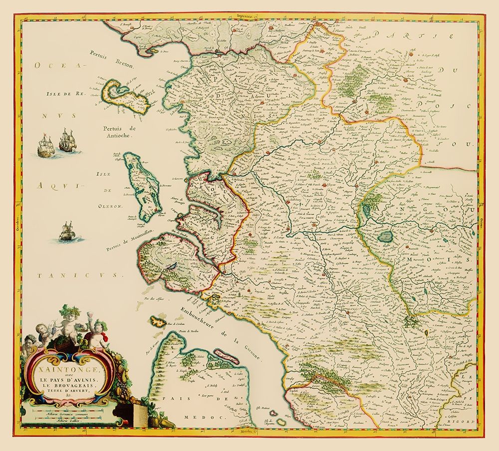 Saintonge Province France - Blaeu 1662