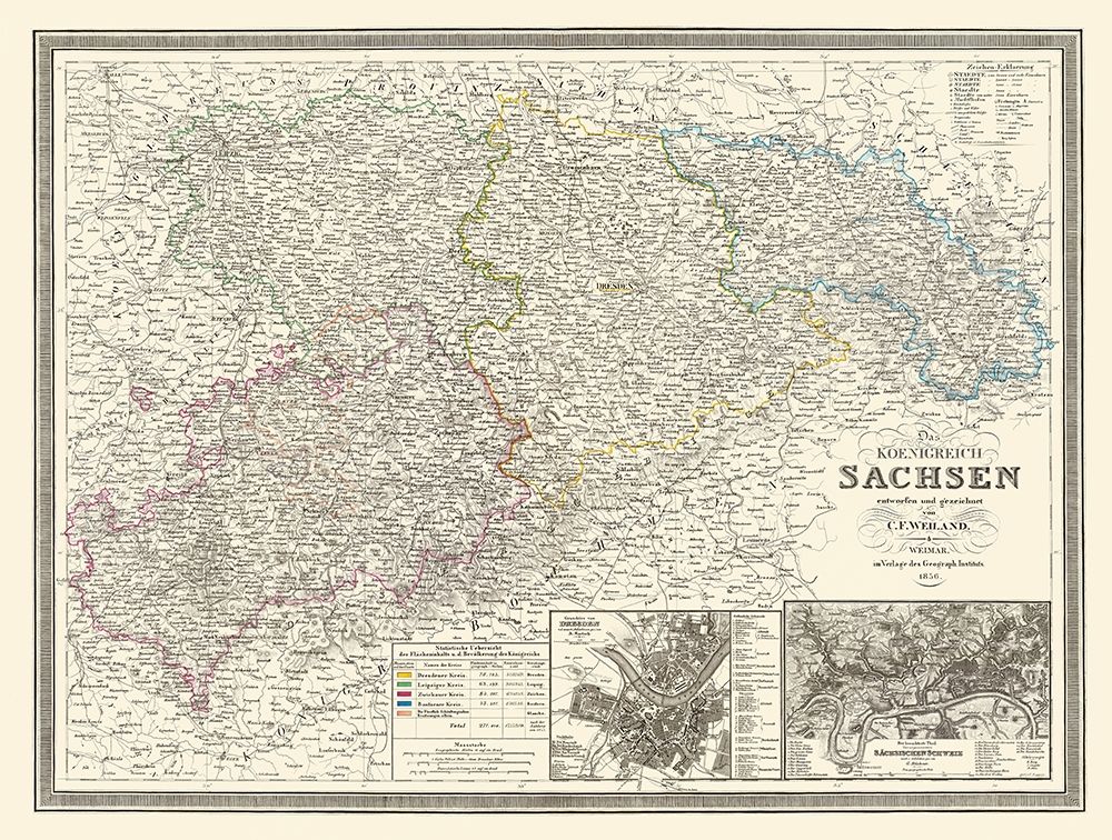 Saxony Province Germany - Weiland 1856