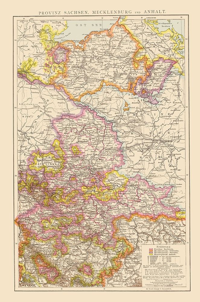 Saxony Mecklenburg Region Germany - Velhagen 1881