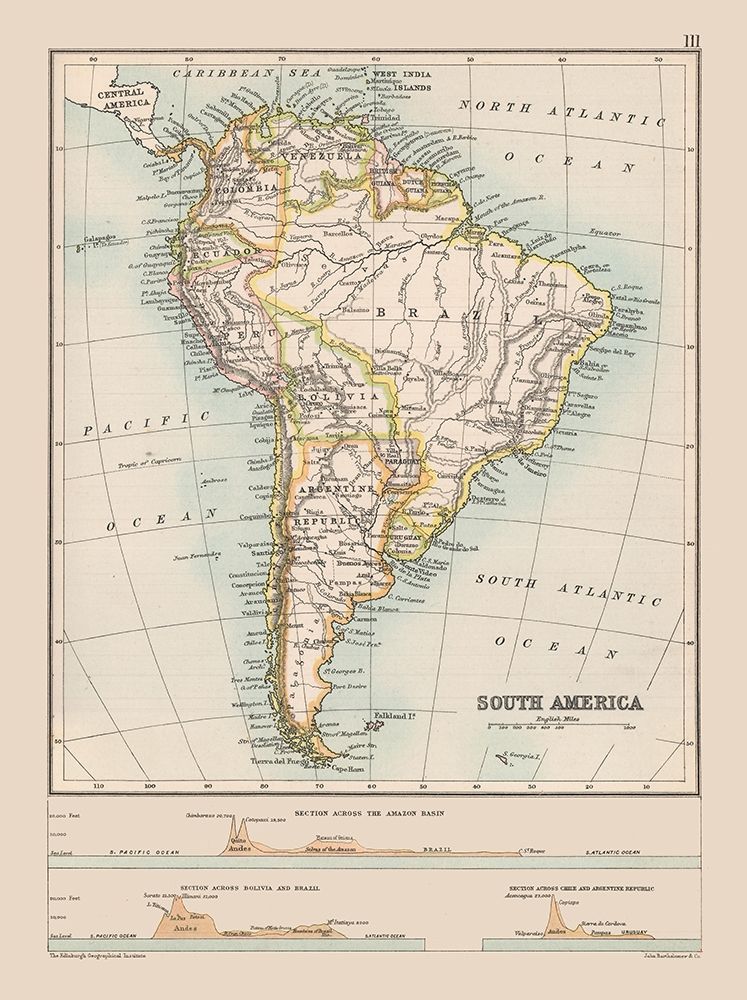 Elevation South America - Bartholomew 1892