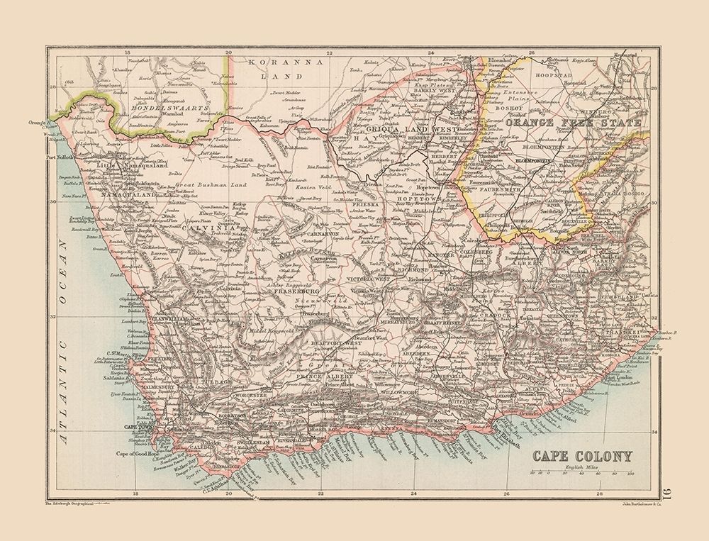 Cape Colony South Africa - Bartholomew 1892