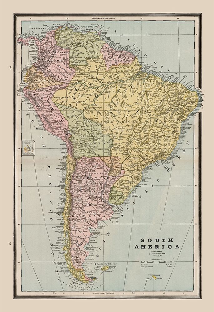South America - Cram 1888