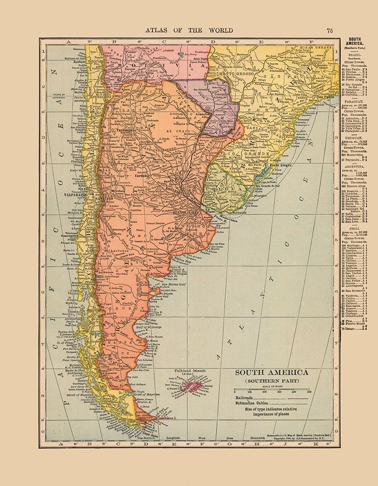 Southern South America - Hammond 1910