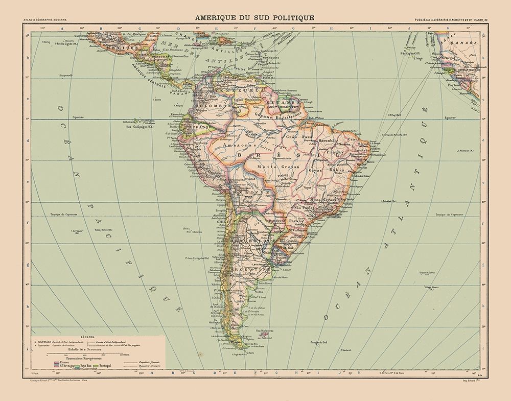 South America Political - Schrader 1908
