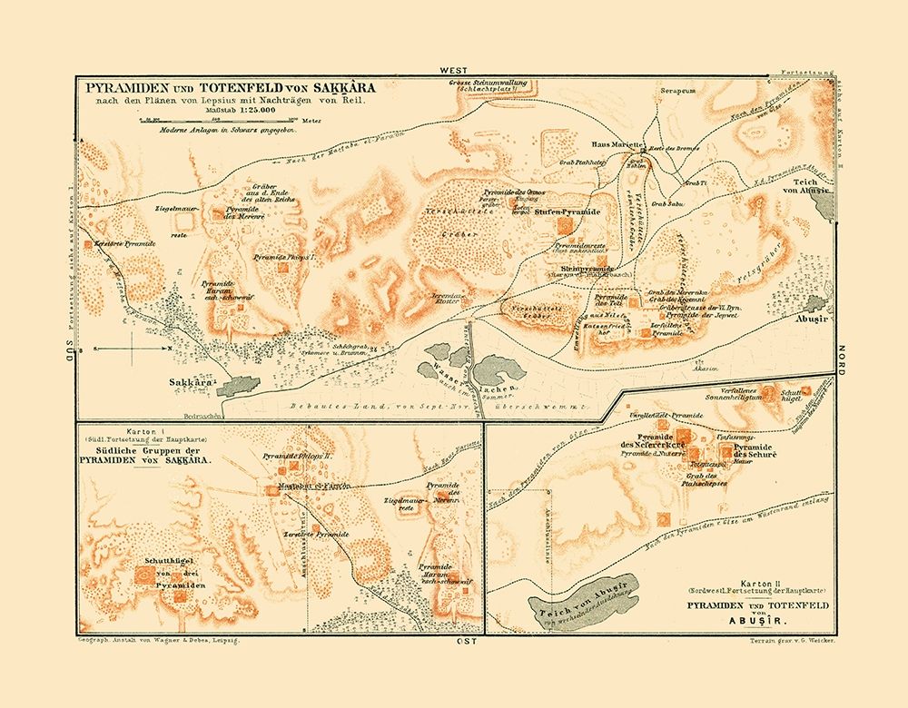 Africa Saqqara Pyramids Egypt - Baedeker 1913