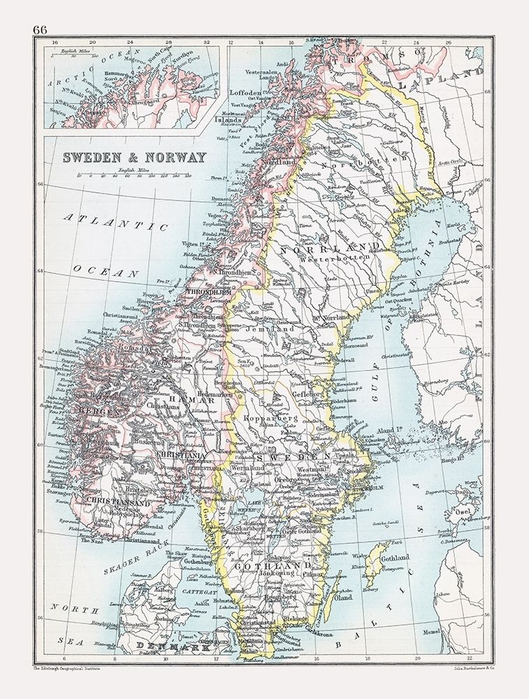 Europe Sweden Norway - Bartholomew 1892