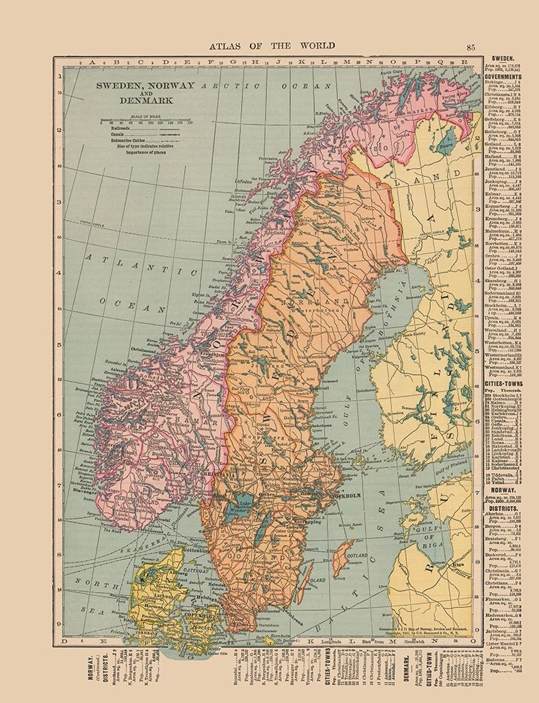 Europe Sweden Norway Denmark - Hammond 1910