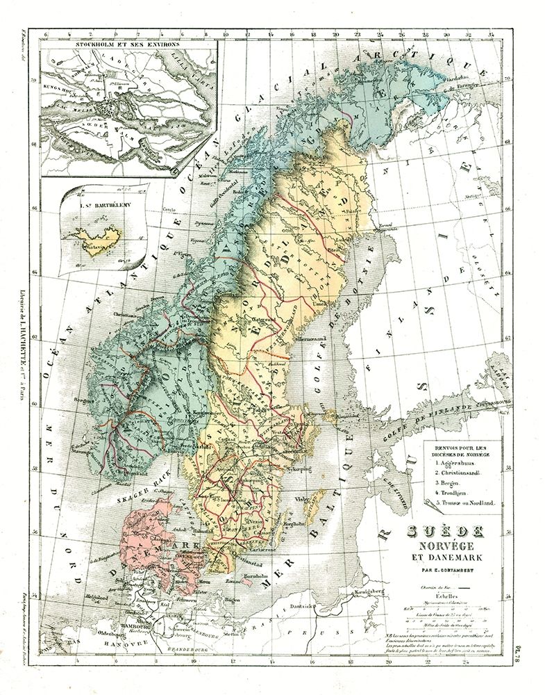 Europe Sweden Norway Denmark - Cortambert 1880