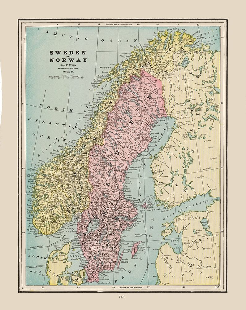 Europe Sweden Norway - Cram 1892