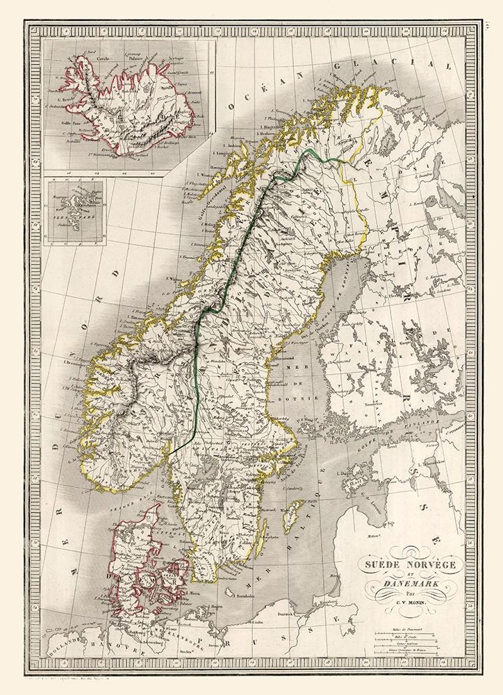 Europe Sweden Norway Denmark - Monin 1839