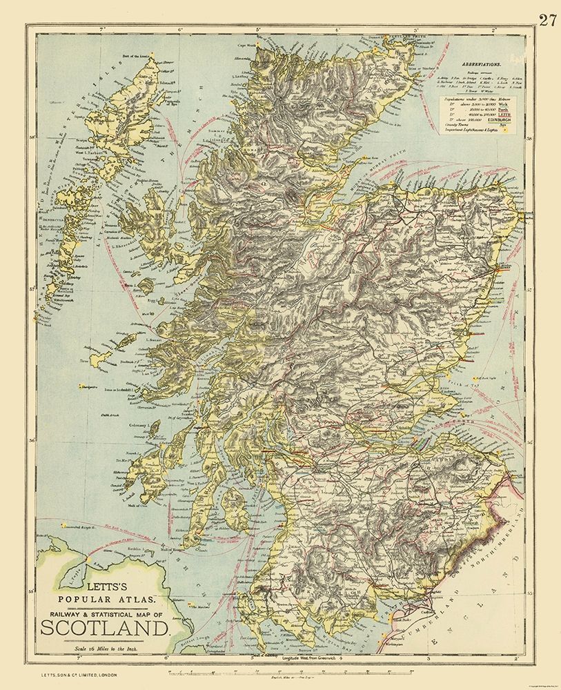 Scotland - Railways - Statistical - Letts 1883