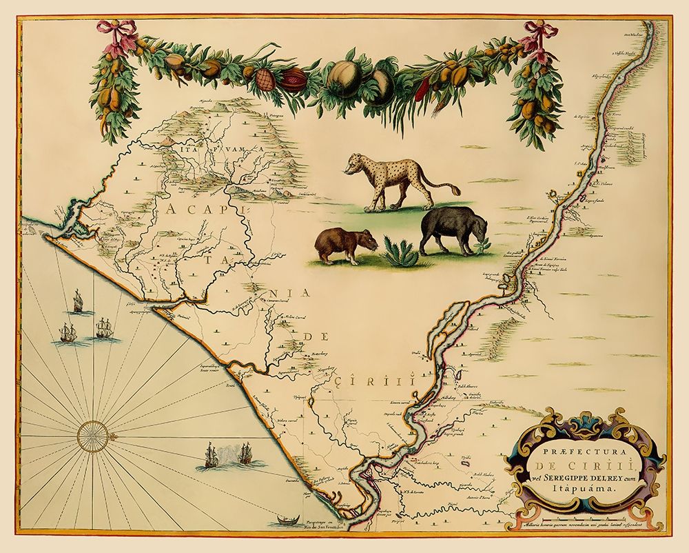 Sergipe Brazil South America - Blaeu 1662
