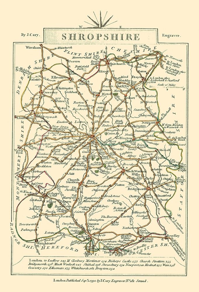 Shropshire County England - Cary 1792