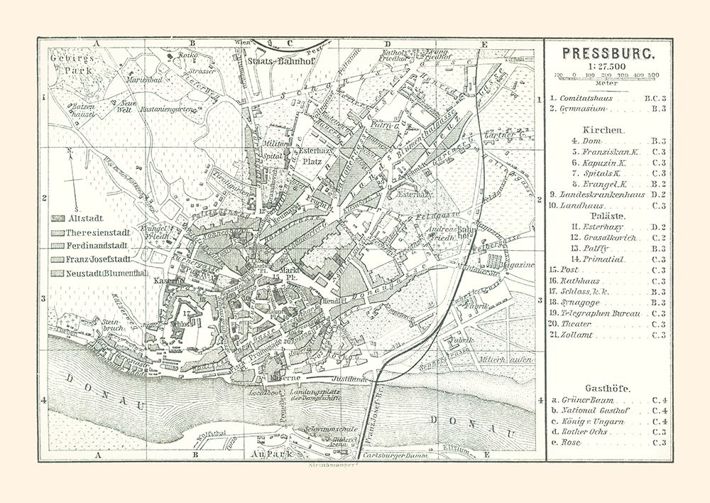 Bratislava Slovakia Europe - Baedeker 1896