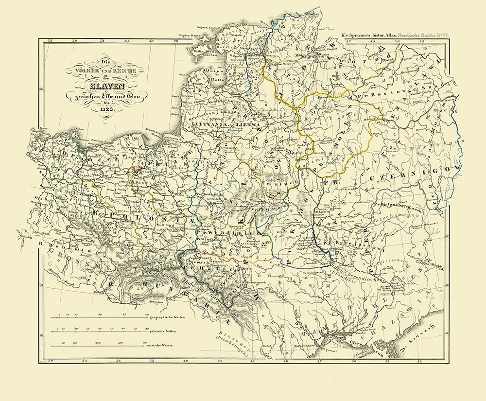 Europe Slavic People Empire 1125 - Spruner 1854