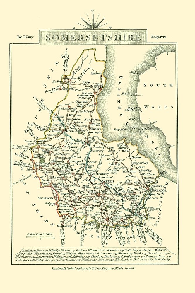 Somersetshire County England - Cary 1792