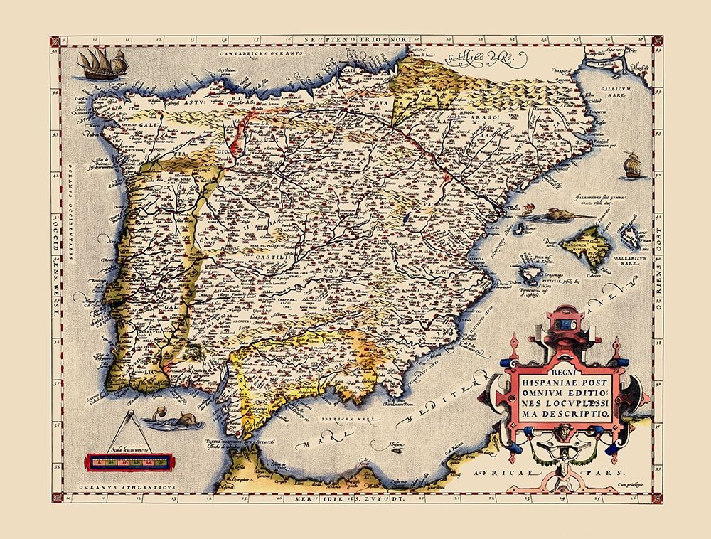 Iberian Peninsula Spain Portugal - Ortelius 1592