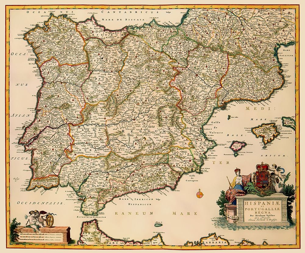 Spain Portugal - Visscher 1681