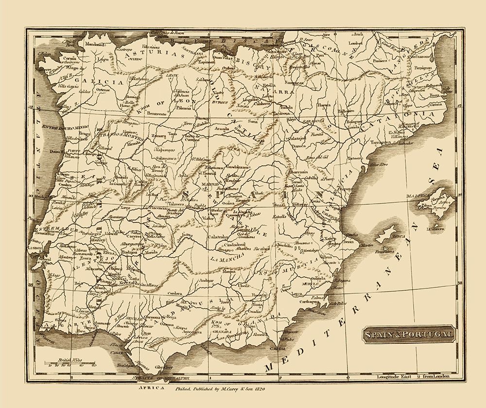 Spain Portugal - Carey 1820