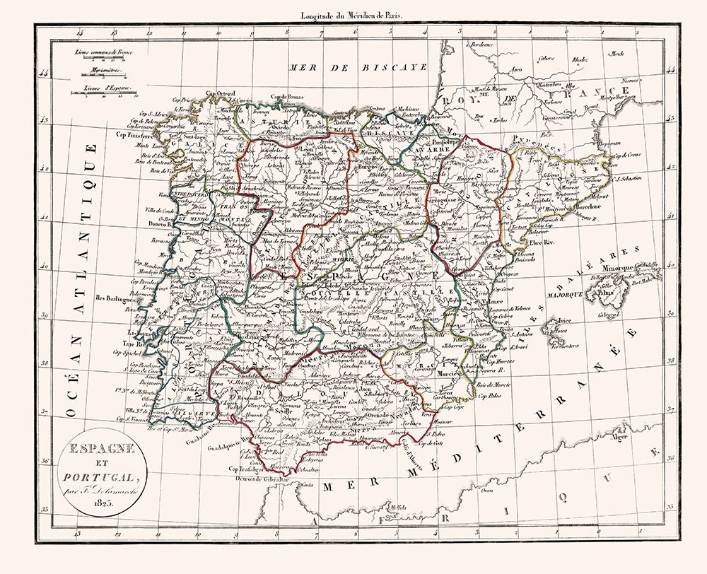 Spain Portugal - Delamarche 1823
