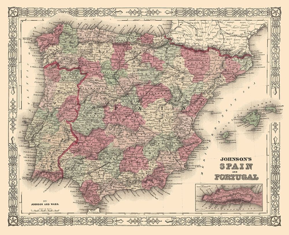 Spain Portugal - Johnson 1854