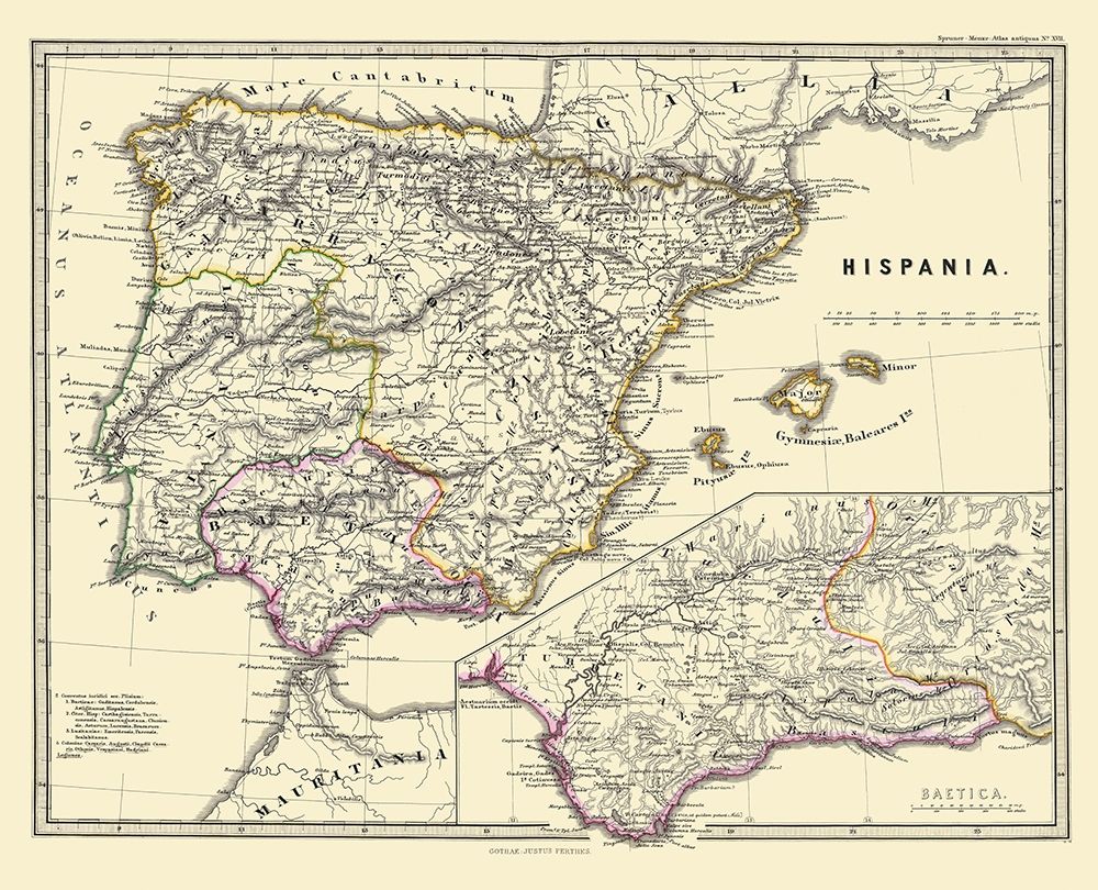 Hispania Iberian Peninsula - Perthes 1865