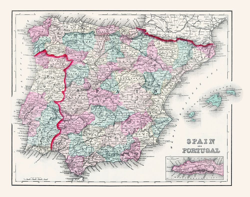 Spain Portugal - Gray 1878