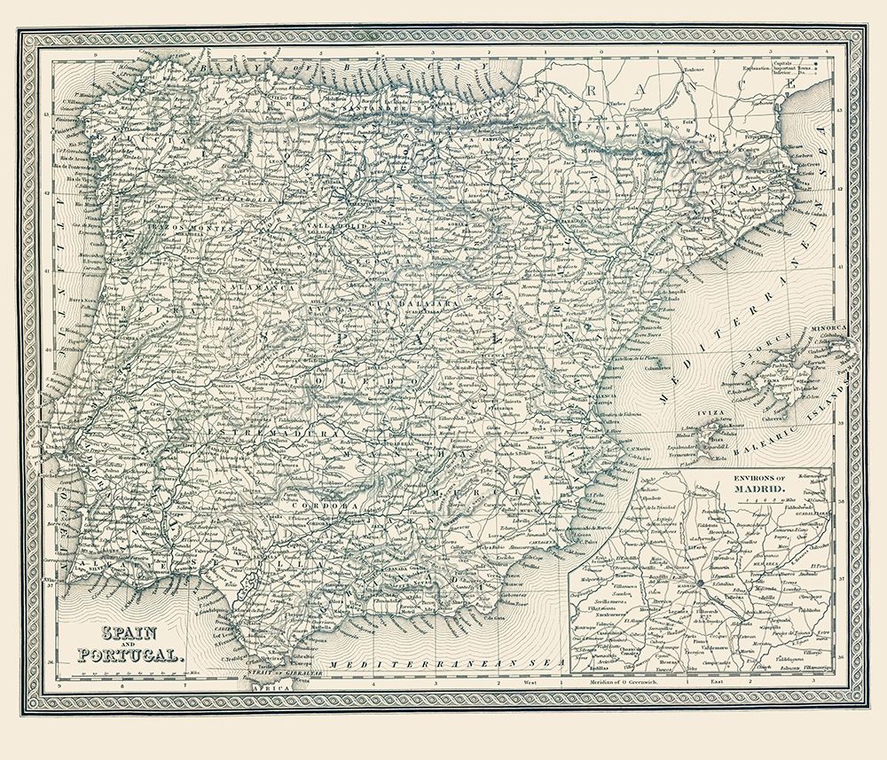 Spain Portugal - Mitchell 1848
