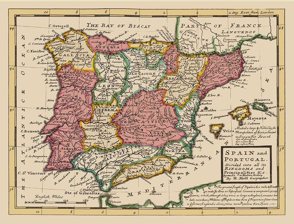 Spain Portugal - Moll 1736