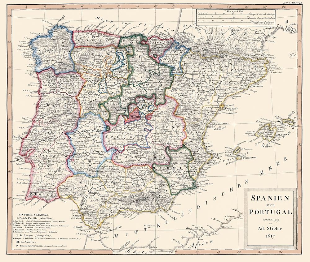 Spain Portugal - Perthes 1817