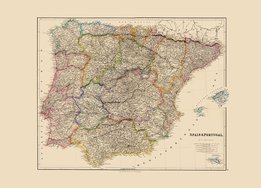 Spain Portugal - Arrowsmith 1844