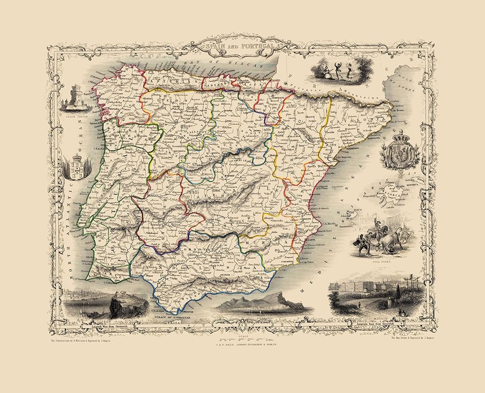 Spain Portugal - Tallis 1851