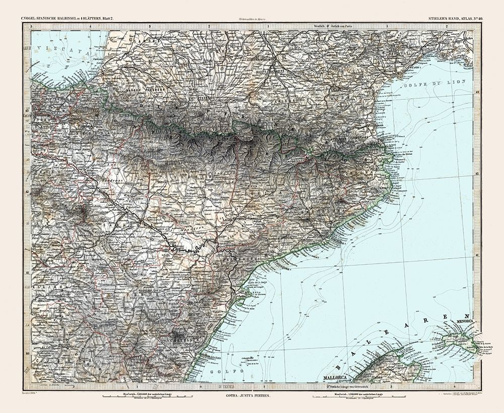 Northeastern Spain - Stieler 1885