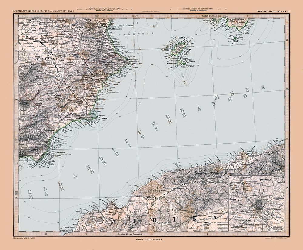 Southeastern Spain - Stieler 1885