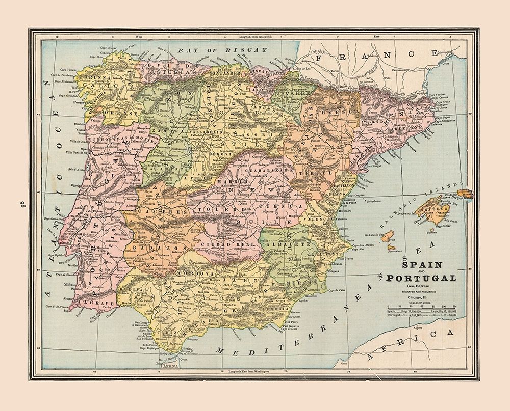 Spain Portugal - Cram 1888