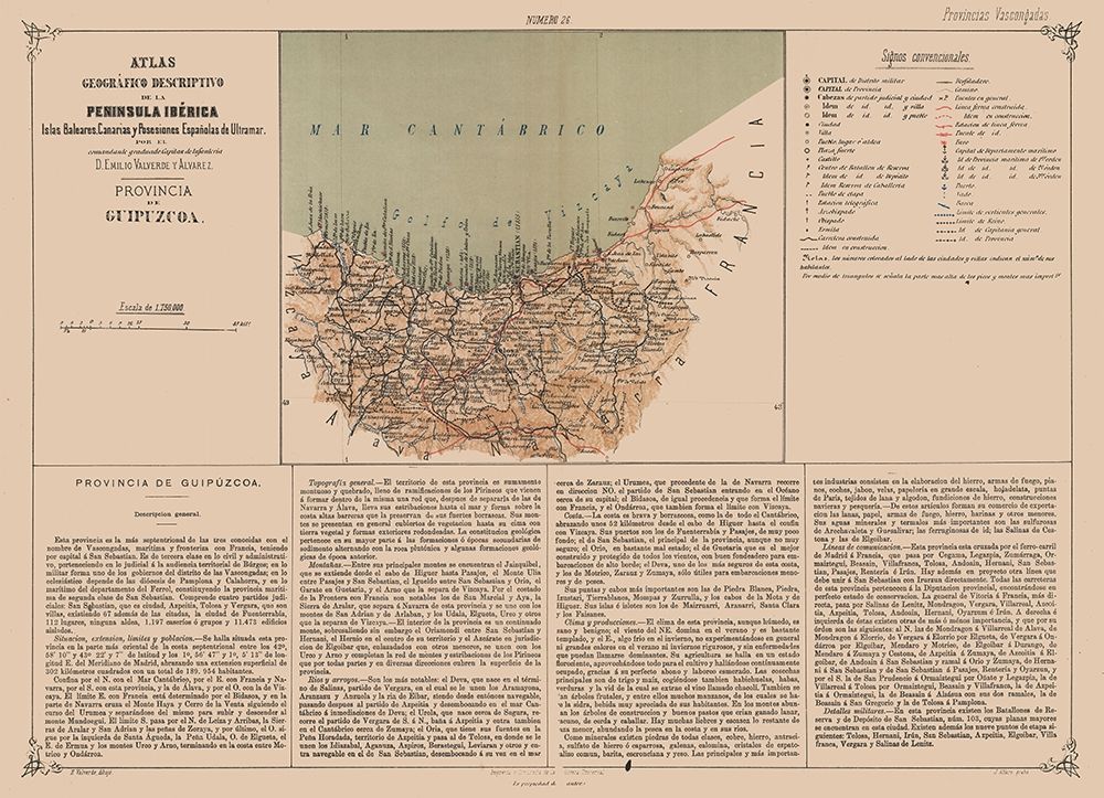 Gipuzkoa Province Spain - Valverde 1880