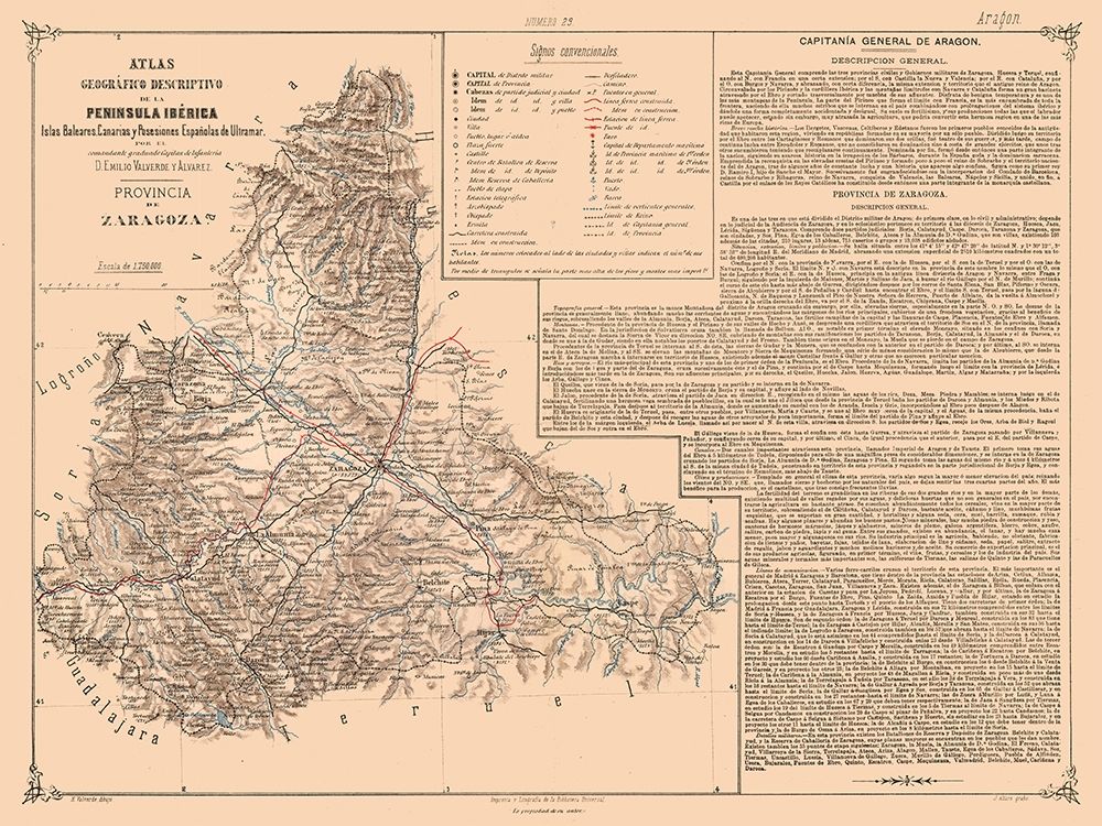 Zaragoza Province Spain - Valverde 1880